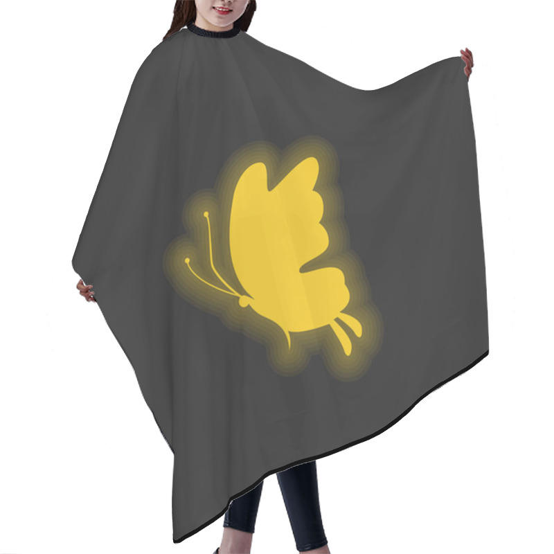 Personality  Beautiful Butterfly Silhouette Yellow Glowing Neon Icon Hair Cutting Cape