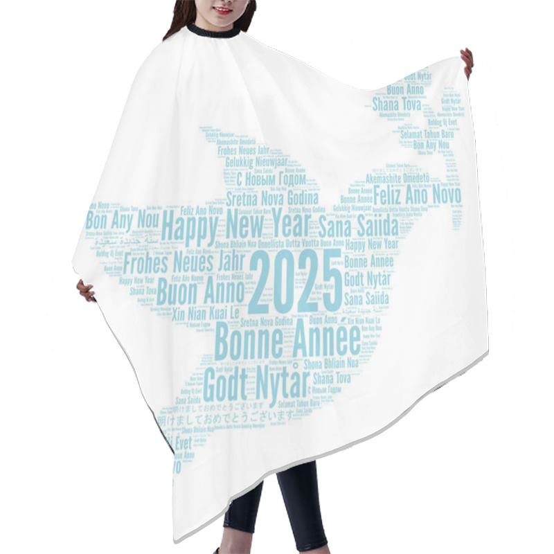 Personality  Happy New Year 2025 Word Cloud In Different Languages Hair Cutting Cape