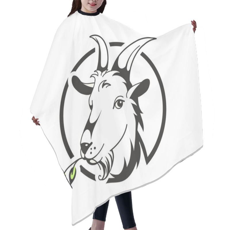 Personality  Head Of Goat On White Background Hair Cutting Cape