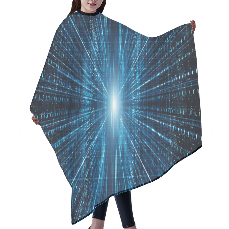 Personality  Abstract Digital Matrix Particles Flow, Digital Data Connection, Hair Cutting Cape