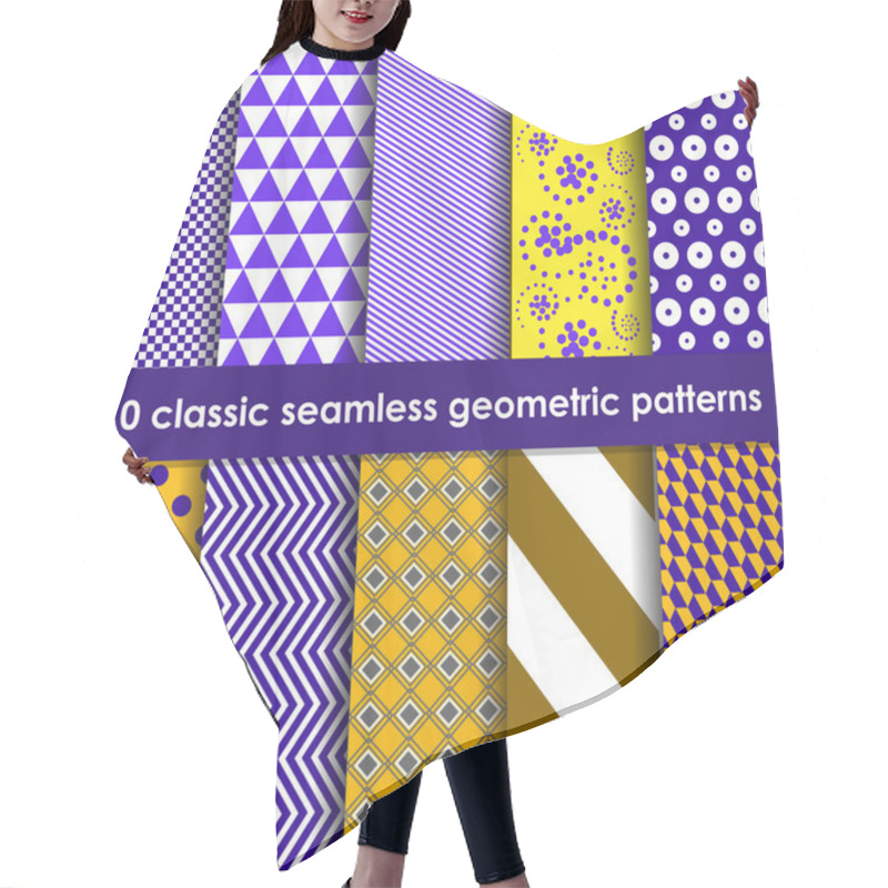 Personality  10 Yellow-lilac Classic Seamless Geometric Patterns Hair Cutting Cape