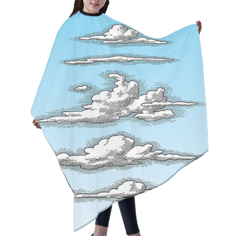 Personality  Set Of Retro Clouds (vector) Hair Cutting Cape