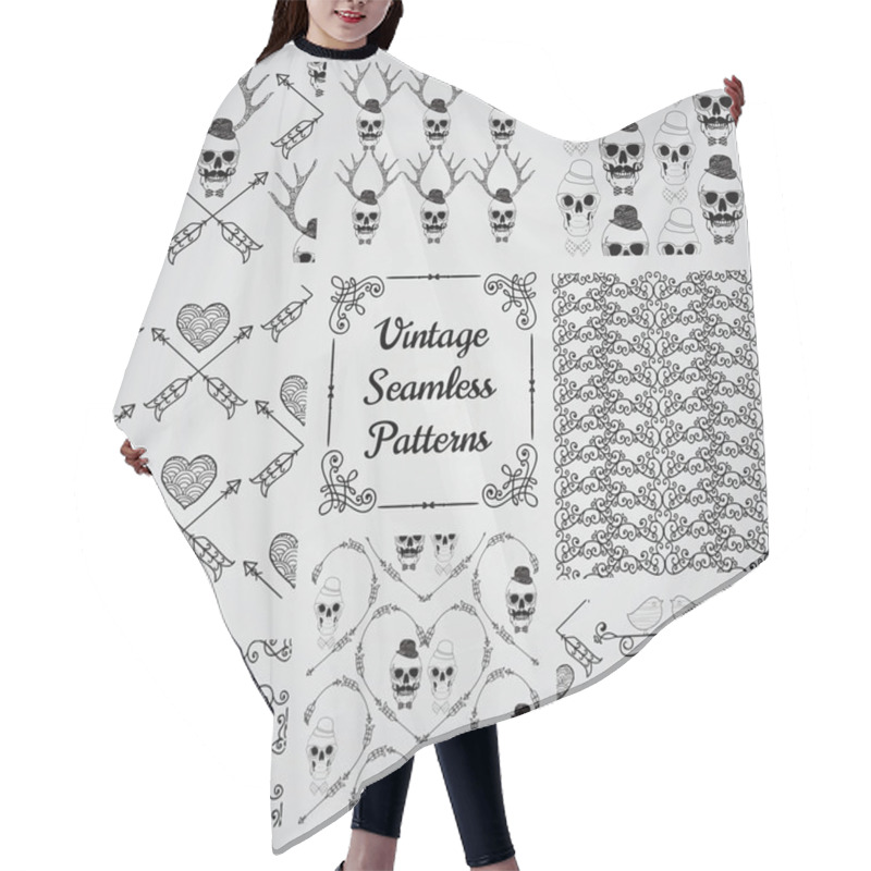 Personality  Hand Drawn Floral Seamless Patterns Hair Cutting Cape