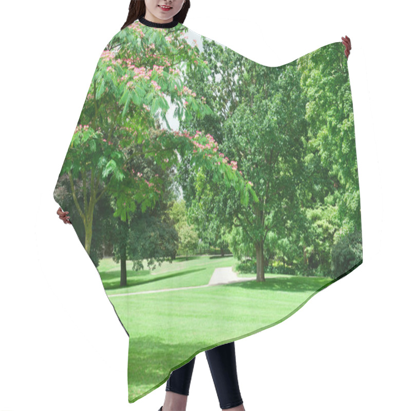 Personality  Summer Park With Beautiful Green Lawns Hair Cutting Cape