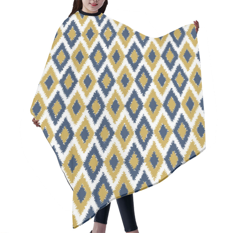 Personality  Seamless Vector Pattern With Ikat Ornament With Rhombus Hair Cutting Cape