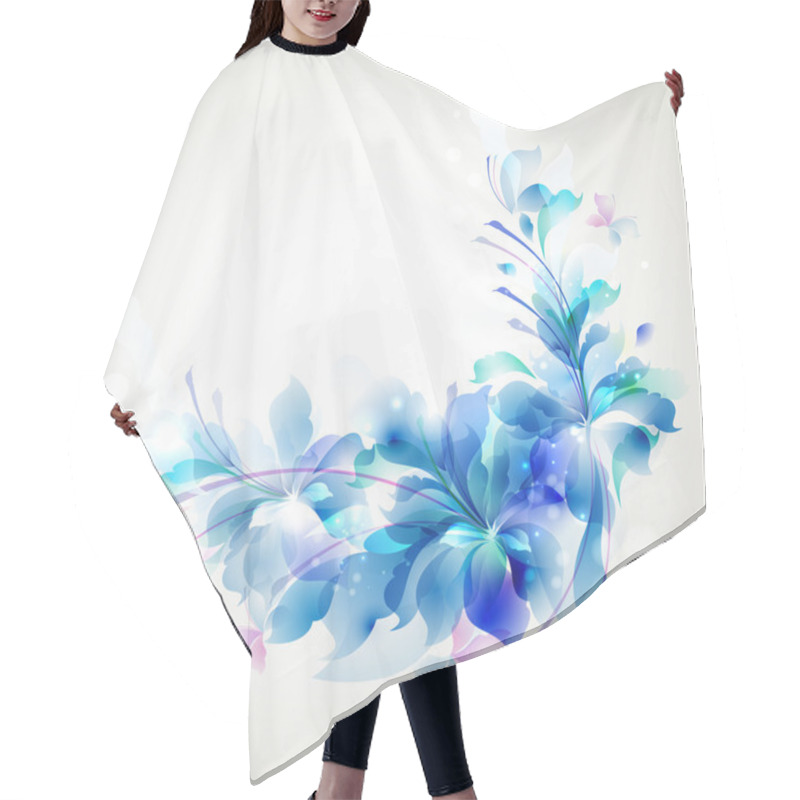 Personality  Tender Background With Three Abstract Flower And Small Butterflies Hair Cutting Cape