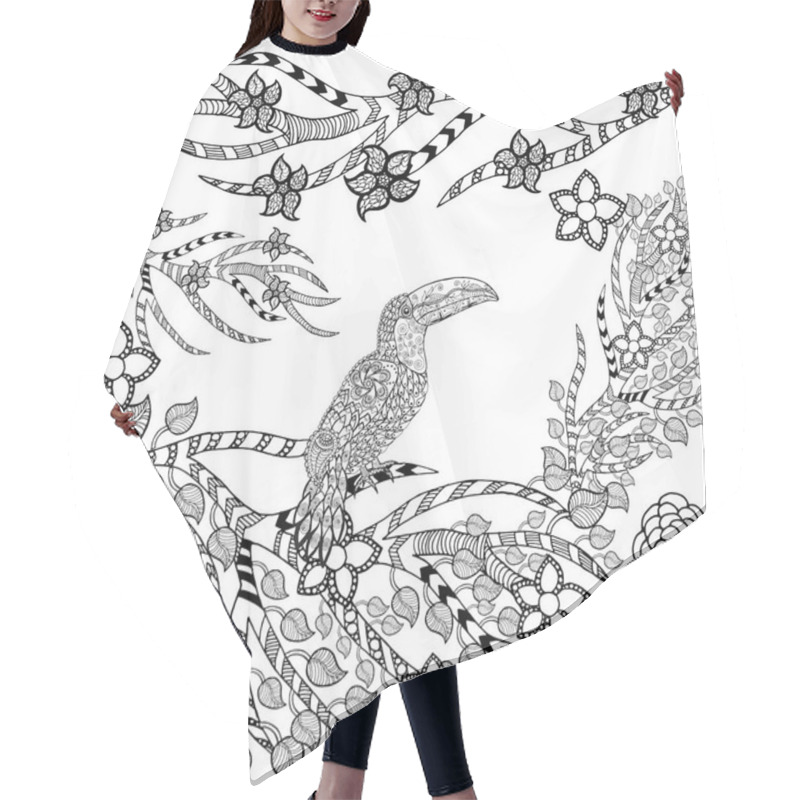 Personality  Zentangle Stylized Toucan In Flower Garden Hair Cutting Cape