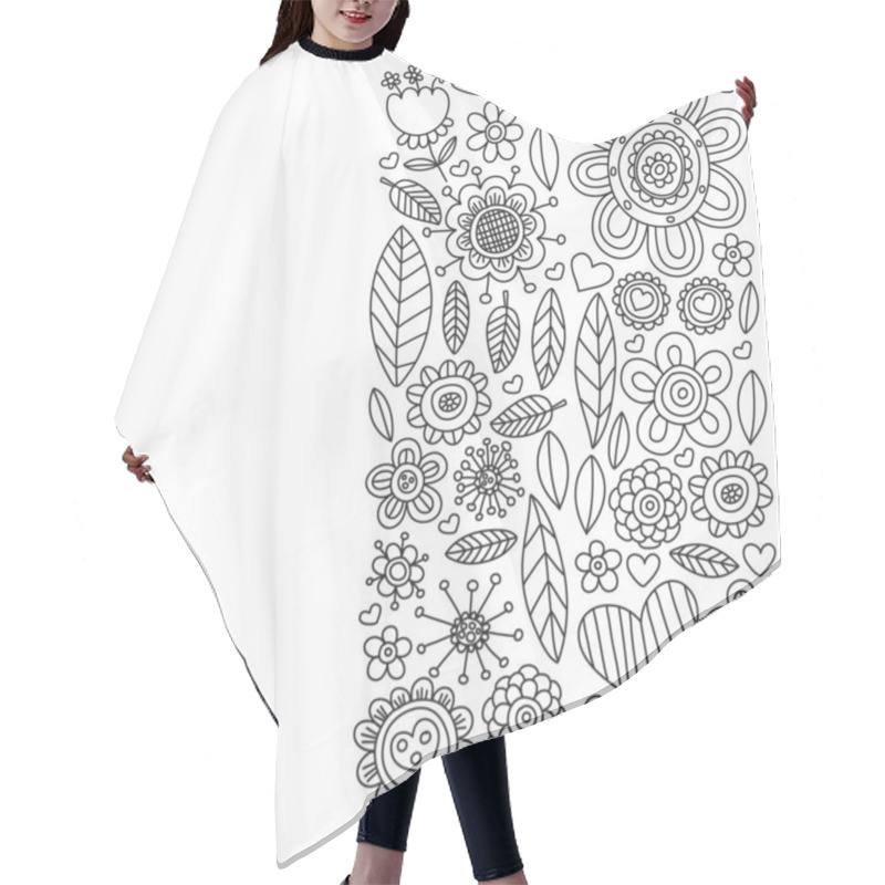 Personality  Vector Pattern With Doodle Flowers And Leaves Hair Cutting Cape