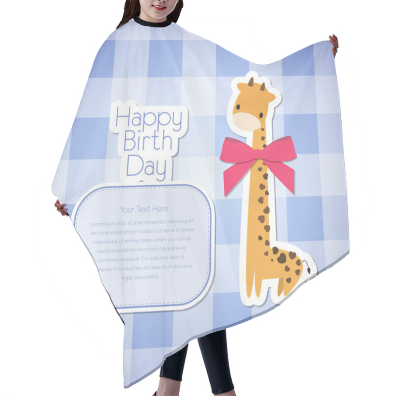 Personality  Vector Greeting Card Giraffe. Hair Cutting Cape