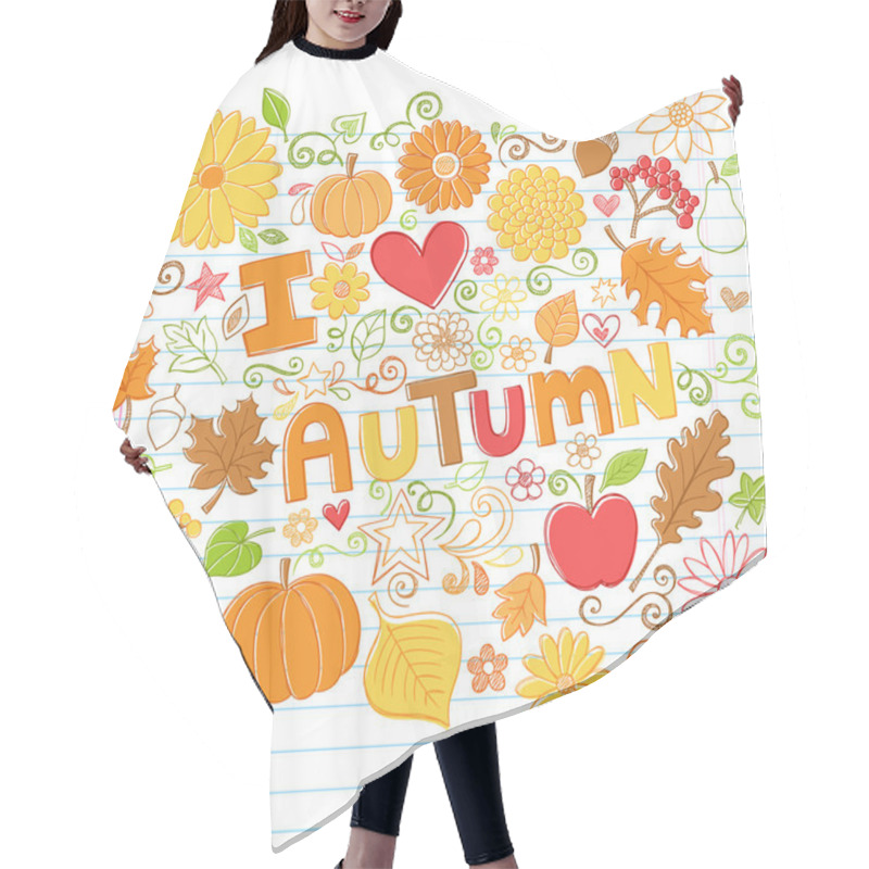 Personality  I Love Autumn Fall Foliage Leaf And Pumpkin Doodles Vector Hair Cutting Cape