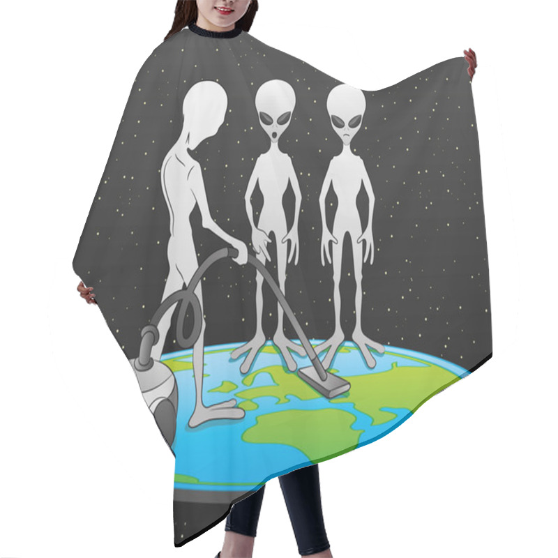 Personality  Vector Illustration. Aliens. Hair Cutting Cape