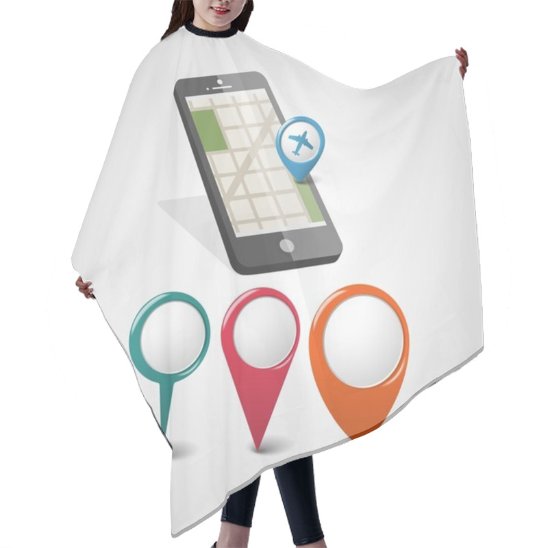 Personality  Map Navigation On Mobile Phone And Tablet Hair Cutting Cape