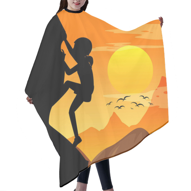 Personality  Silhouette Rock Climbing Background Illustration Hair Cutting Cape