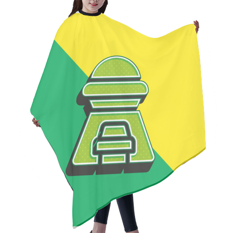 Personality  Abduction Green And Yellow Modern 3d Vector Icon Logo Hair Cutting Cape