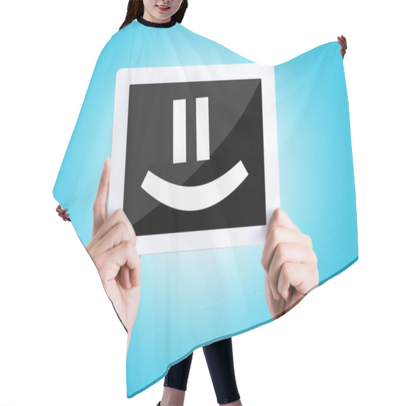 Personality  Tablet Pc With Smiley Face Hair Cutting Cape