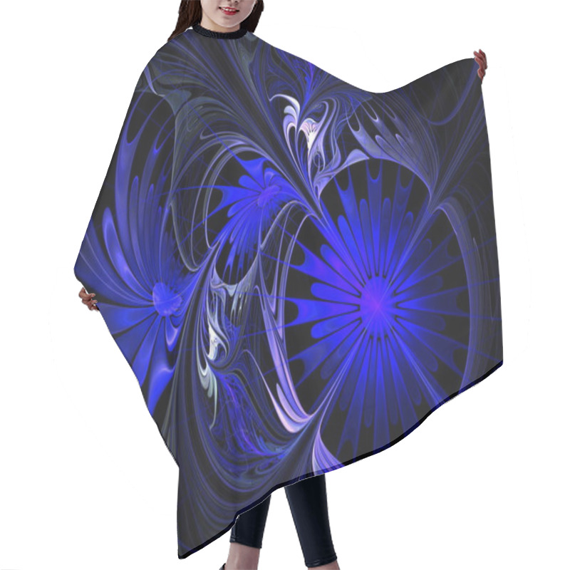 Personality  Flower Background. Blue Palette. Fractal Design. Computer Genera Hair Cutting Cape