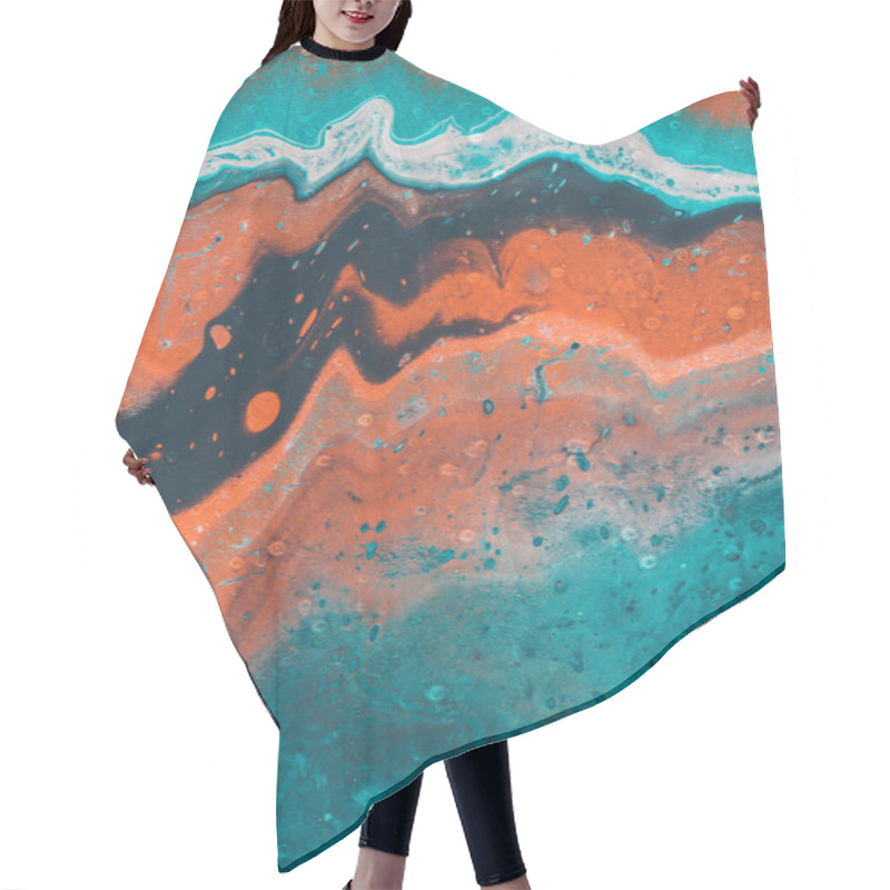 Personality  Close Up Of Abstract Background With Blue And Orange Acrylic Paint  Hair Cutting Cape