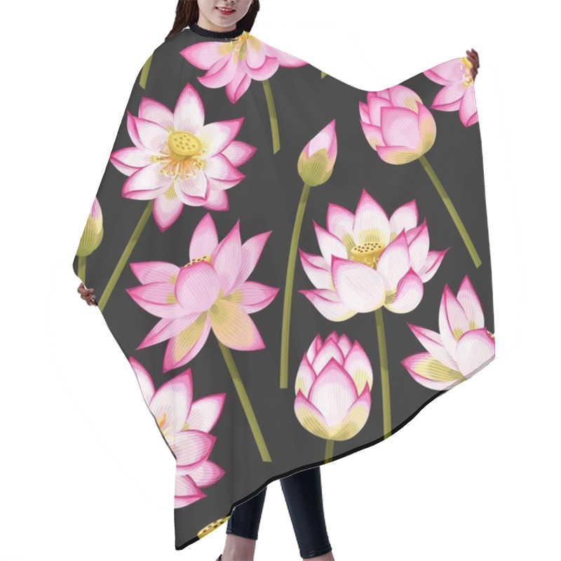 Personality  Seamless Pattern With Lotus Flowers Hair Cutting Cape