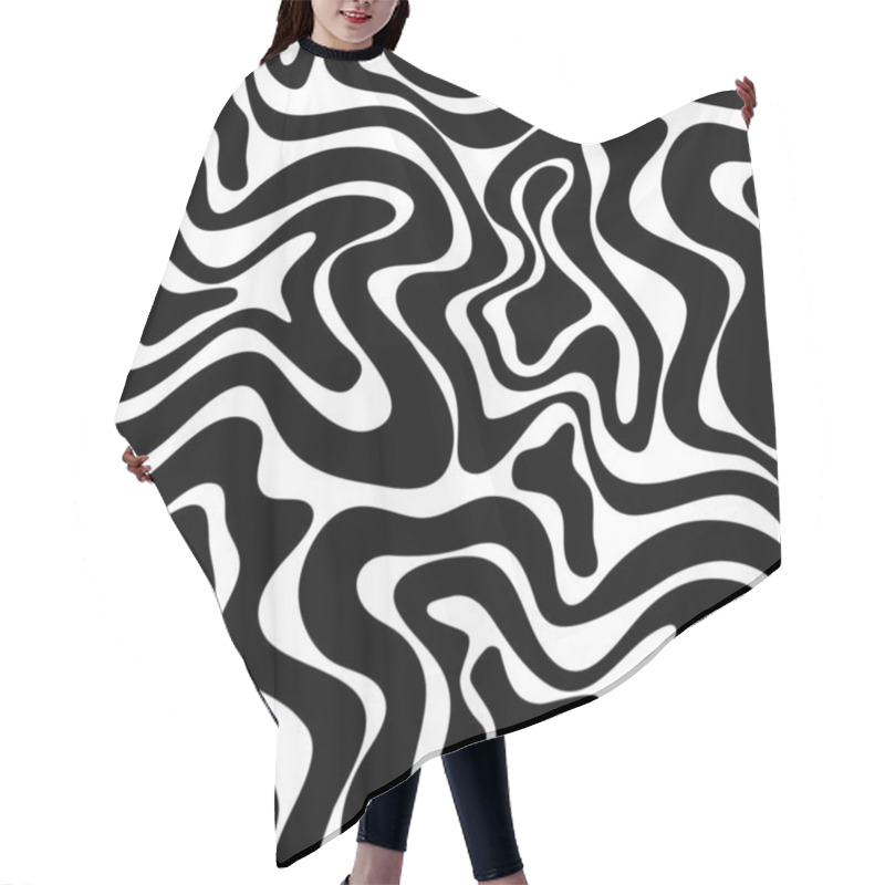 Personality  Abstract Black And White Seamless Pattern Hair Cutting Cape