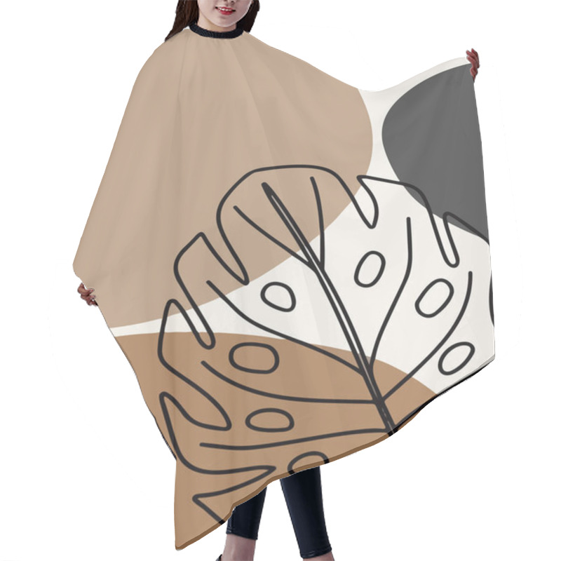 Personality  Background With Hand-drawn Sketch Tropical Leaf With Brown Spots Hair Cutting Cape