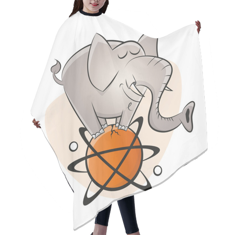 Personality  Funny Cartoon Elephant On An Atom Hair Cutting Cape