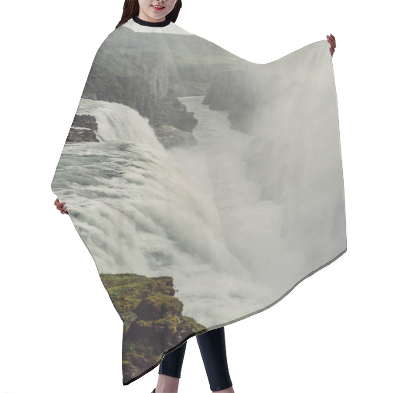 Personality  Beautiful Majestic Scenic Landscape With Waterfall In Iceland   Hair Cutting Cape