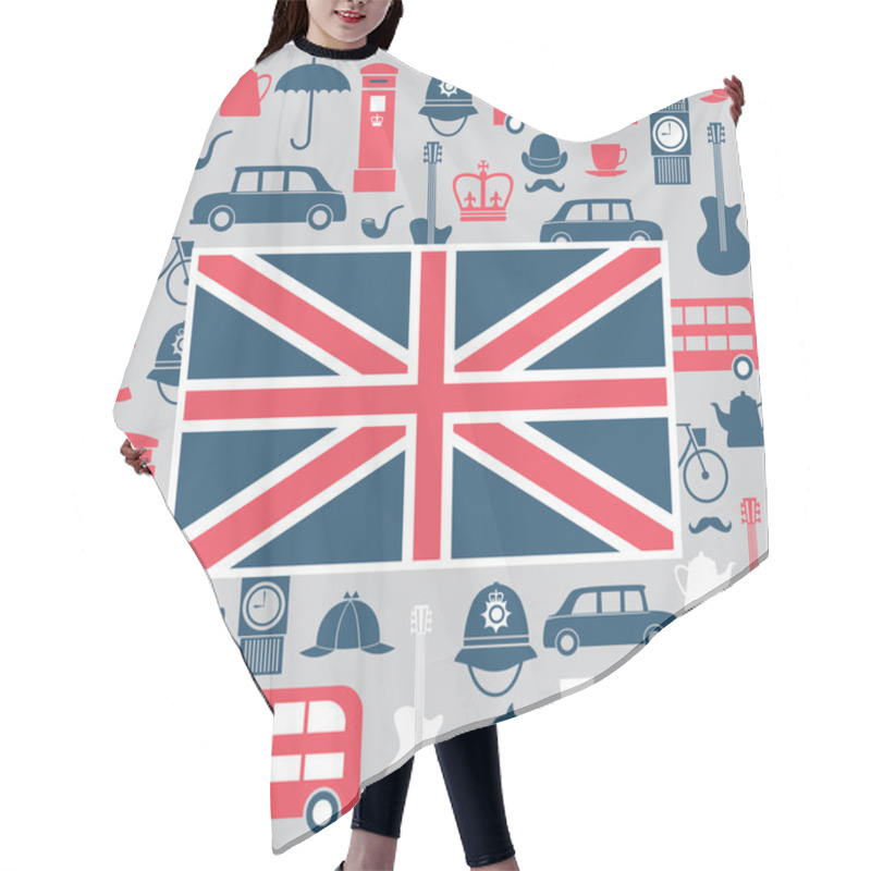 Personality  Vector Graphic Set Of Great Britain Symbols Hair Cutting Cape