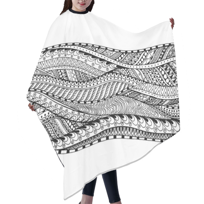 Personality  Original Drawing Tribal Doddle Ethnic Pattern. Hair Cutting Cape