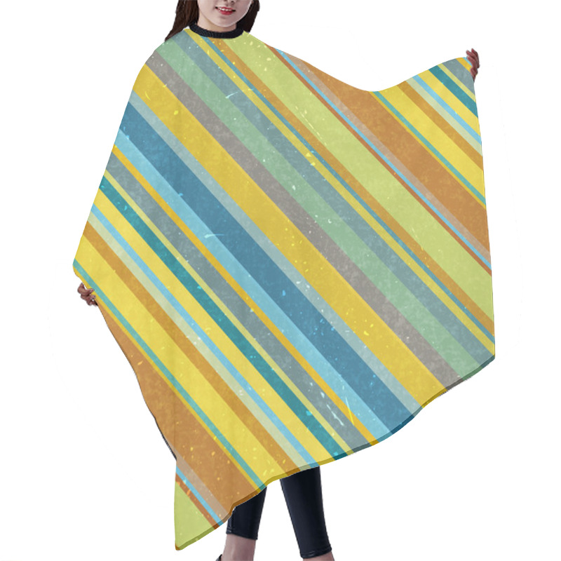 Personality  Diagonal Stripes Pattern, Seamless Texture Background. Ideal For Printing Onto Fabric And Paper Or Decoration. Yellow, Blue, Brown Colors. Hair Cutting Cape