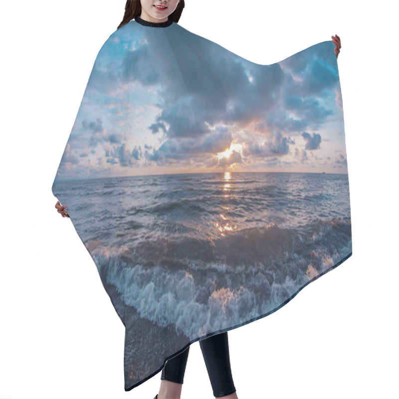 Personality  A Beautiful Sunset Sky Over The Sea, Big Clouds Hair Cutting Cape