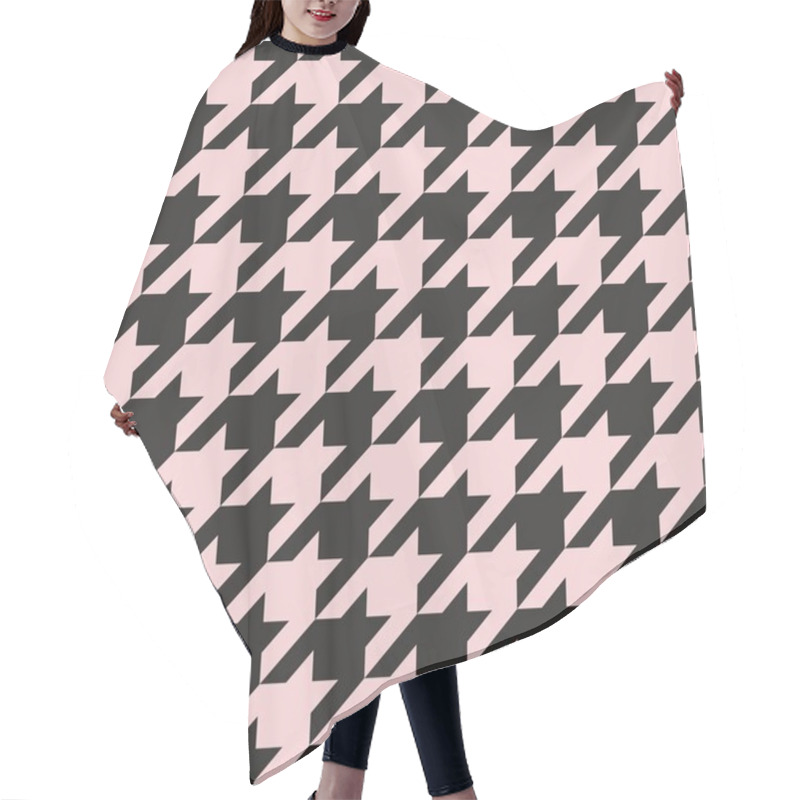 Personality  Houndstooth Seamless Vector Pastel Pink And Black Pattern Or Background. Hair Cutting Cape