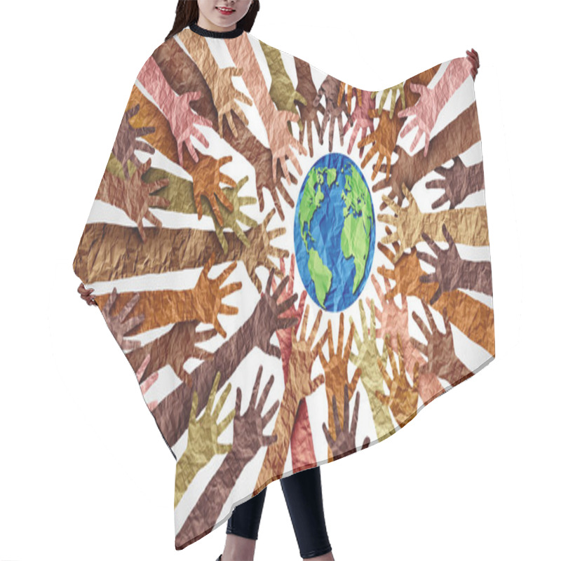 Personality  World Culture Earth Day And Global Diversity And International Cultures As A Concept Of Diverse Races And Crowd Cooperation Symbol As Hands Holding Together The Planet Earth In A 3D Illustration Style. Hair Cutting Cape