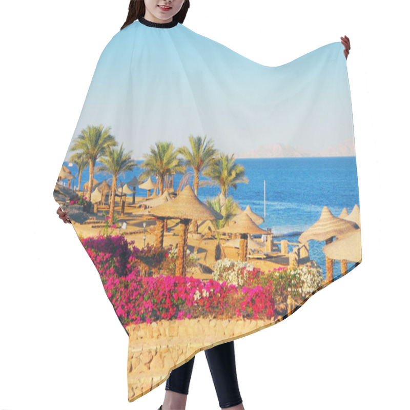 Personality  Palm Trees  Beach Landscape. Hair Cutting Cape