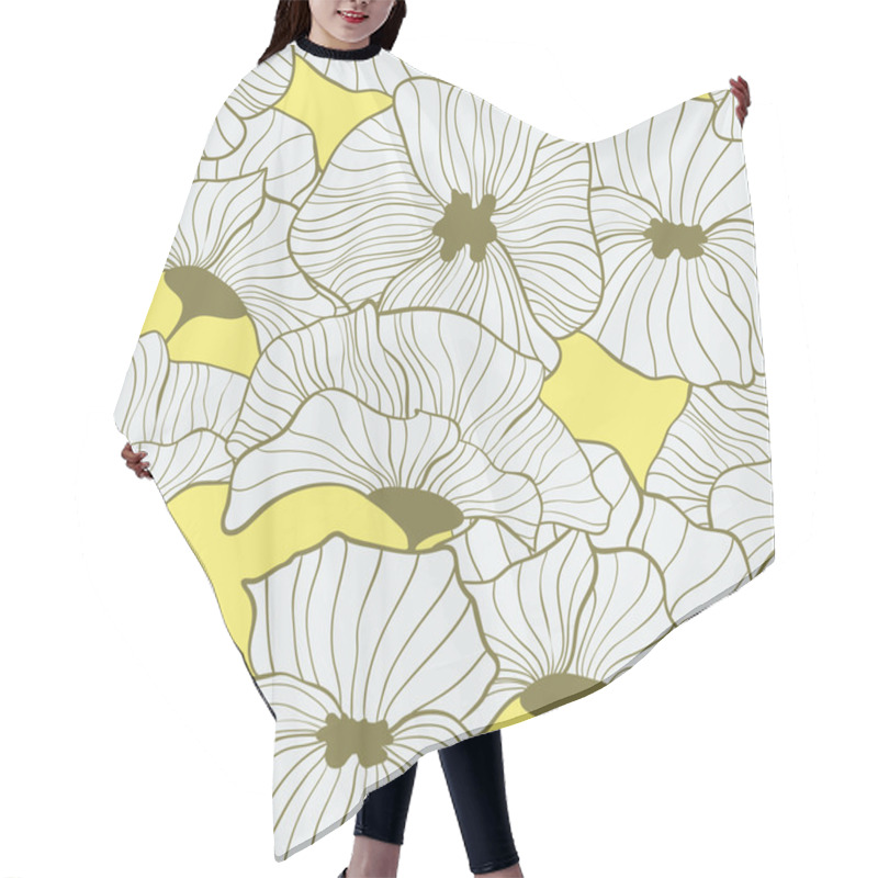 Personality  Seamless Retro Pattern With Poppies. Hair Cutting Cape