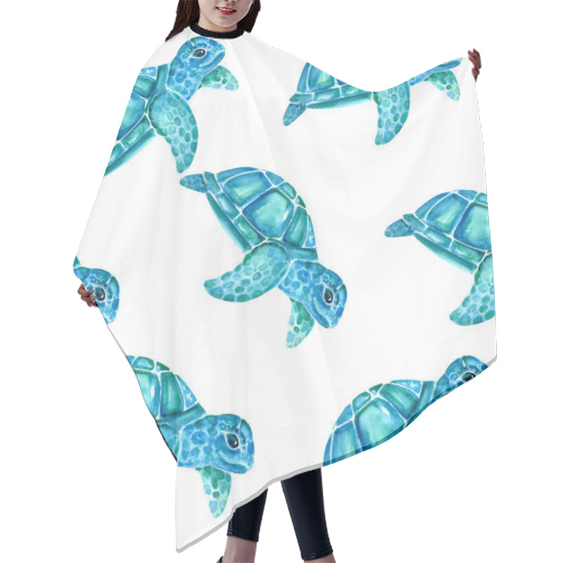 Personality  Aquarelle Painting Of Turtle Sketch Art Pattern Illustration Hair Cutting Cape