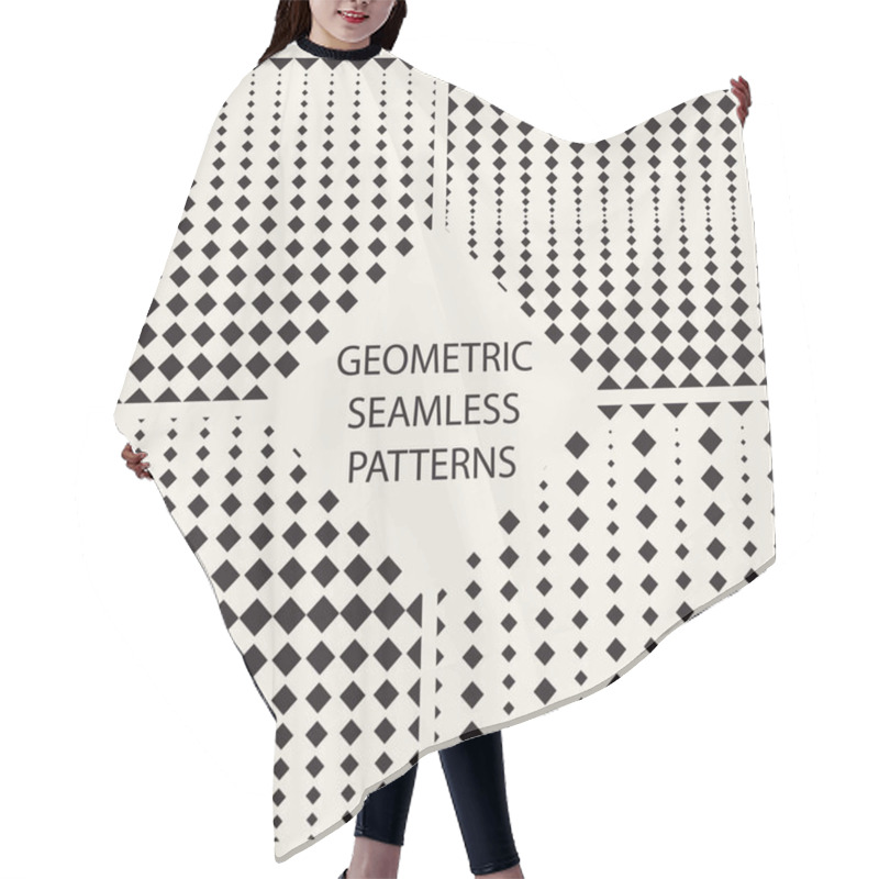 Personality  Halftone Seamless Geometric Patterns. Hair Cutting Cape