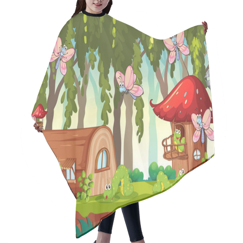 Personality  Butterfly And Caterpillar In Nature Illustration Hair Cutting Cape