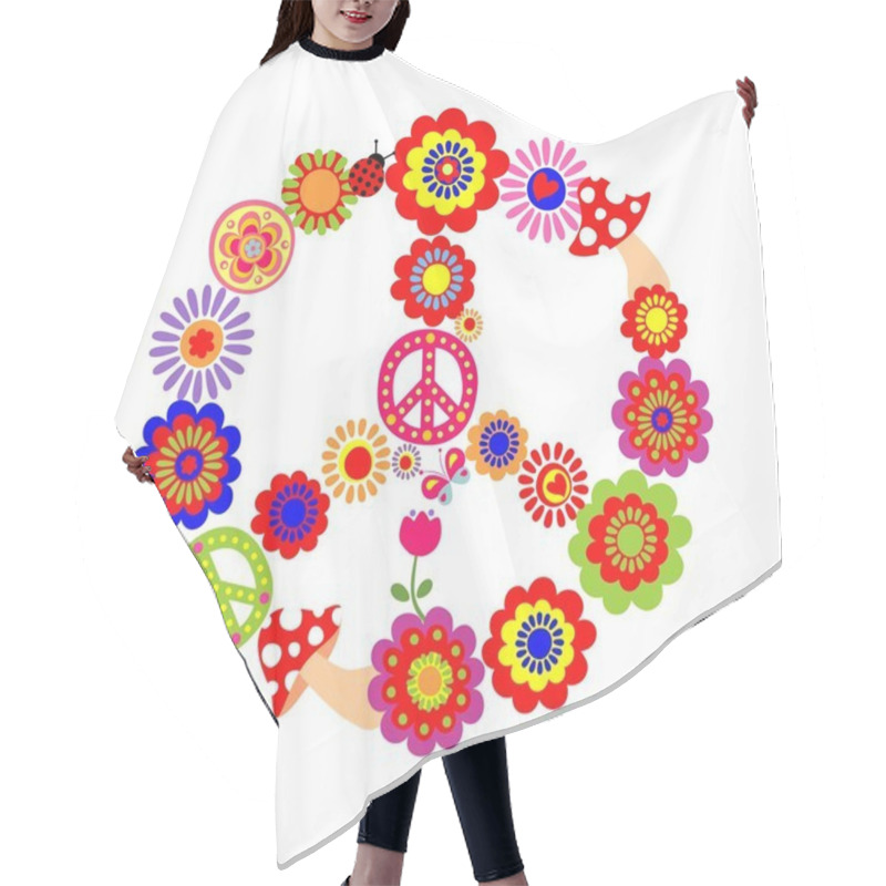 Personality  Peace Flower Symbol With Mushrooms Hair Cutting Cape