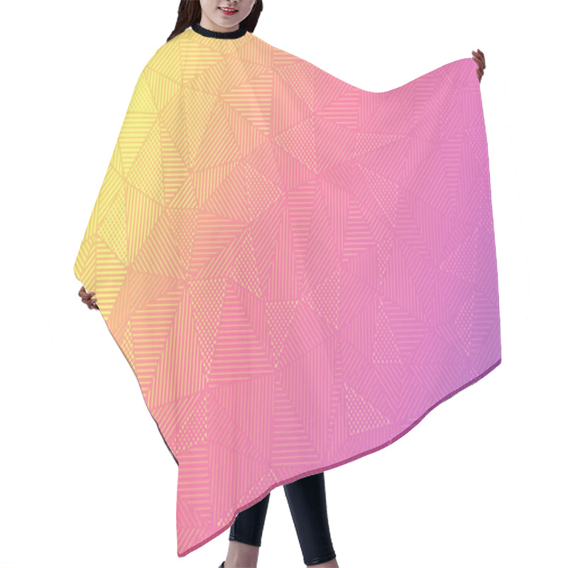 Personality  Graphic Gradient Background. Trendy Texture Backdrop. Fading Halftone Vector With Blending Vibrant Colors.Strait Lines And Polka Dots. Hair Cutting Cape