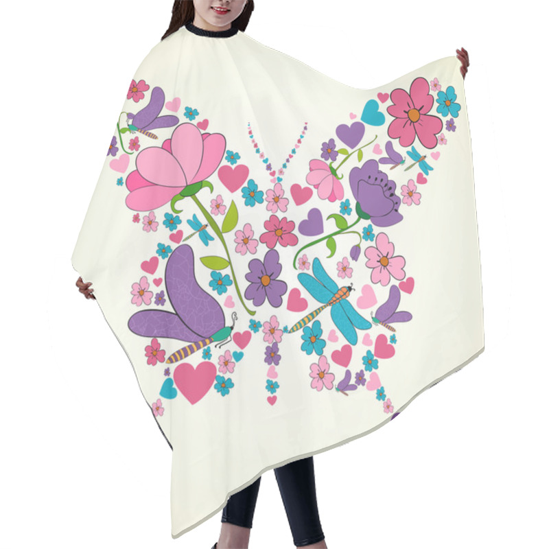 Personality  Beautiful Spring Flowers Butterfly Shape Hair Cutting Cape