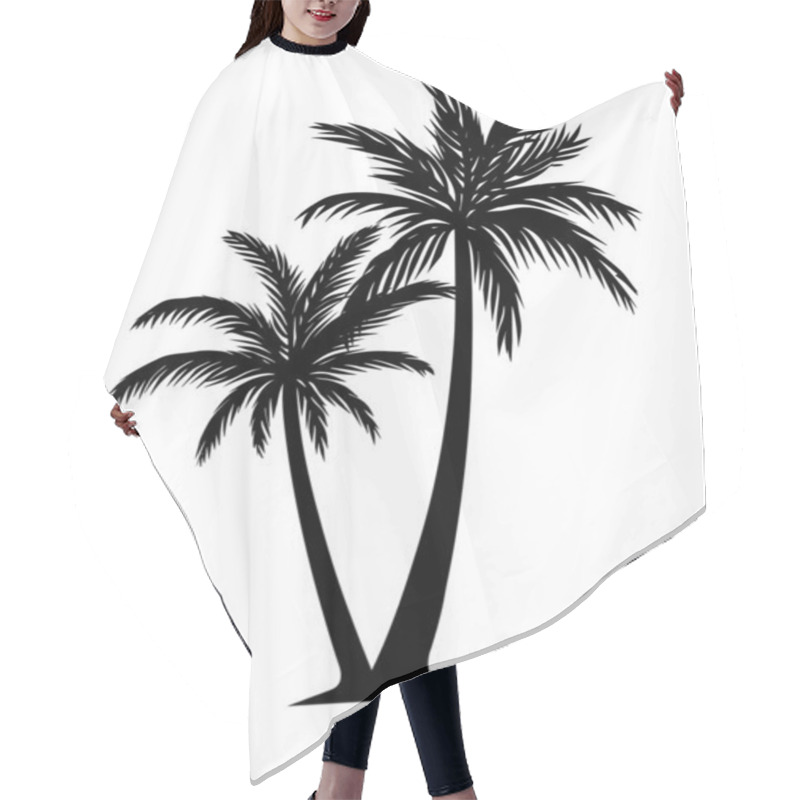 Personality  Palm Tree Silhouette Detail Illustration Black And White Hair Cutting Cape