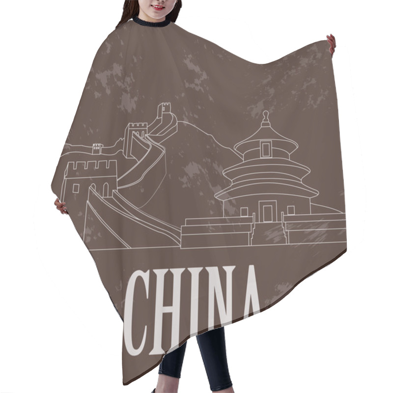 Personality  China Landmarks. Retro Styled Image Hair Cutting Cape