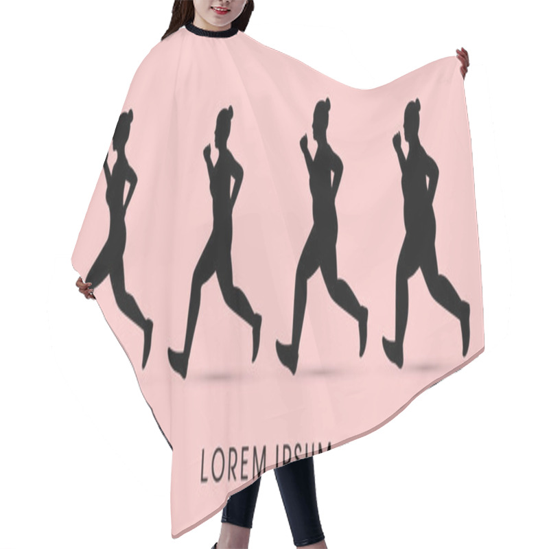 Personality  Fat Woman Running Step Graphic Hair Cutting Cape