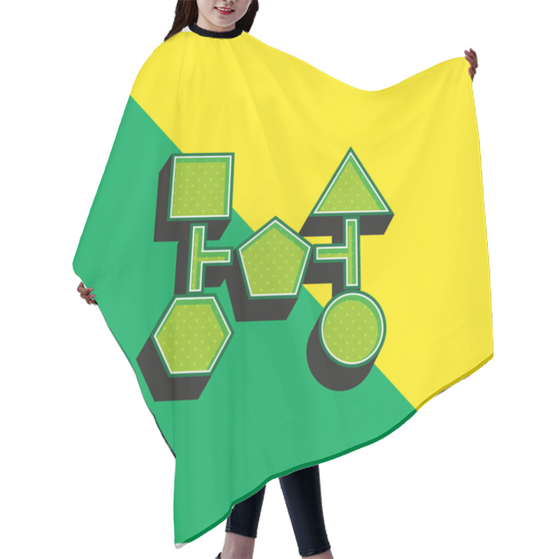 Personality  Block Schemes Of Black Shapes Green And Yellow Modern 3d Vector Icon Logo Hair Cutting Cape