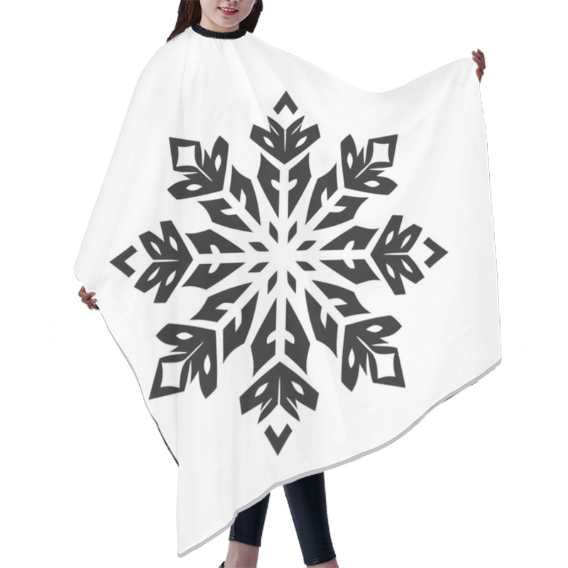 Personality  Intricate Black Snowflake Design With Leaf Motifs, Creating A Striking Visual Effect Against A White Background. Hair Cutting Cape