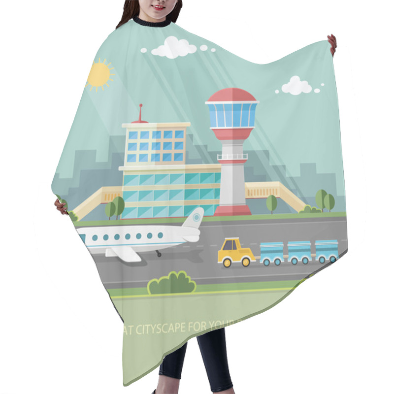 Personality  Airport Landscape. Travel Lifestyle Concept Of Planning A Summer Hair Cutting Cape