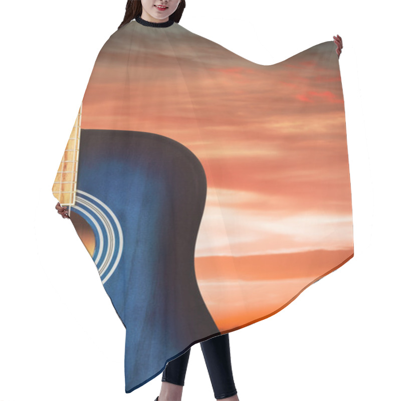 Personality  Blue Acoustic Guitar Hair Cutting Cape