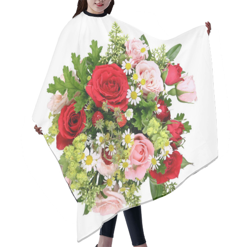 Personality  Bouquet With Various. Roses And Wild Strawberries Hair Cutting Cape