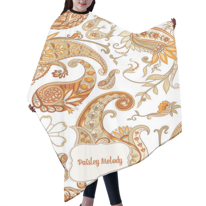 Personality  Pattern With Traditional Paisley. Floral Vector Hair Cutting Cape