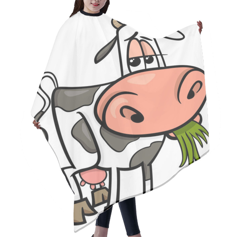 Personality  Cow Farm Animal Cartoon Illustration Hair Cutting Cape